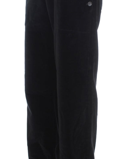 Ermanno Scervino Black Velvet Cotton Straight Legs Pants