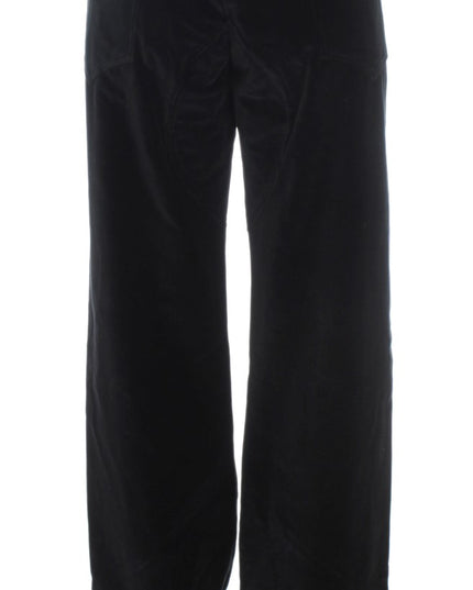 Ermanno Scervino Black Velvet Cotton Straight Legs Pants