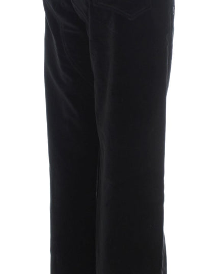 Ermanno Scervino Black Velvet Cotton Straight Legs Pants