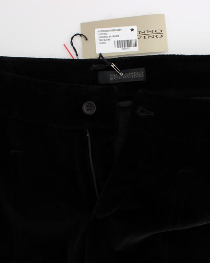 Ermanno Scervino Black Velvet Cotton Straight Legs Pants