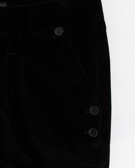 Ermanno Scervino Black Velvet Cotton Straight Legs Pants