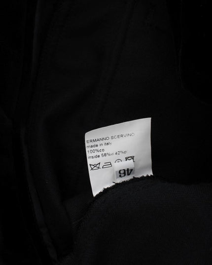 Ermanno Scervino Black Velvet Cotton Straight Legs Pants