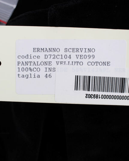 Ermanno Scervino Black Velvet Cotton Straight Legs Pants