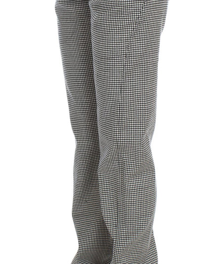 Ermanno Scervino Black White Checkered Cotton Casual Pants