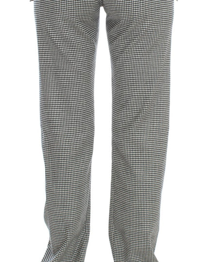 Ermanno Scervino Black White Checkered Cotton Casual Pants