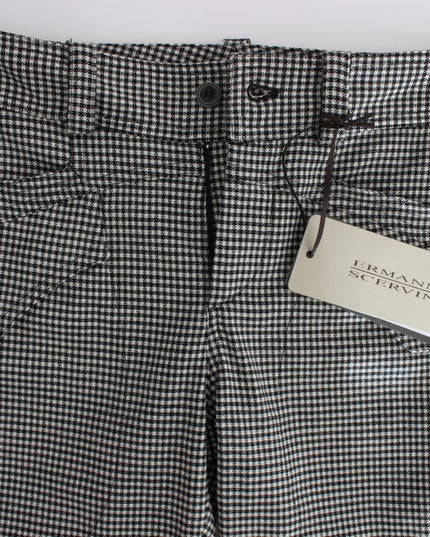 Ermanno Scervino Black White Checkered Cotton Casual Pants