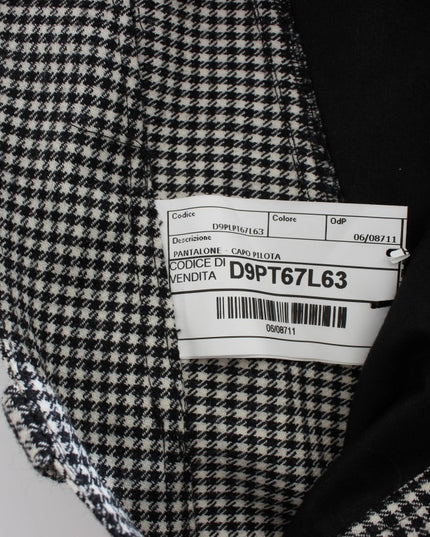 Ermanno Scervino Black White Checkered Cotton Casual Pants