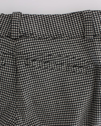 Ermanno Scervino Black White Checkered Cotton Casual Pants