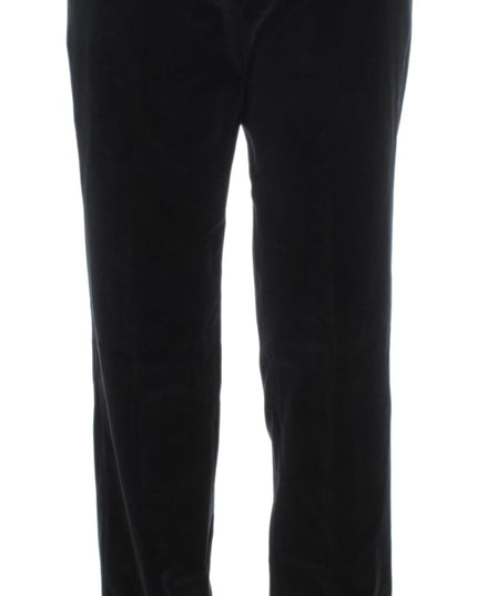Ermanno Scervino Black Velvet Cotton Straight Legs Pants