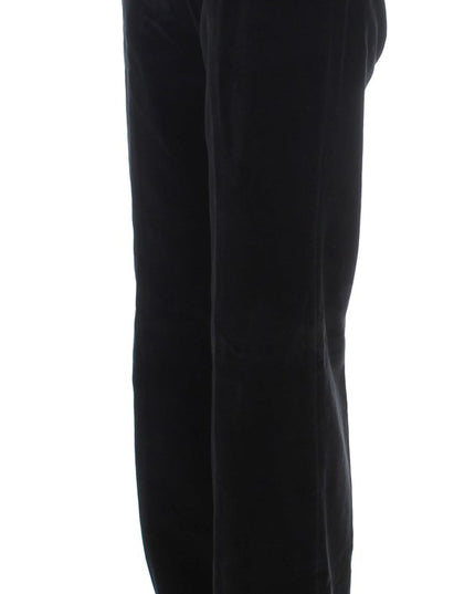 Ermanno Scervino Black Velvet Cotton Straight Legs Pants