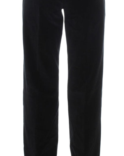 Ermanno Scervino Black Velvet Cotton Straight Legs Pants