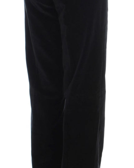 Ermanno Scervino Black Velvet Cotton Straight Legs Pants
