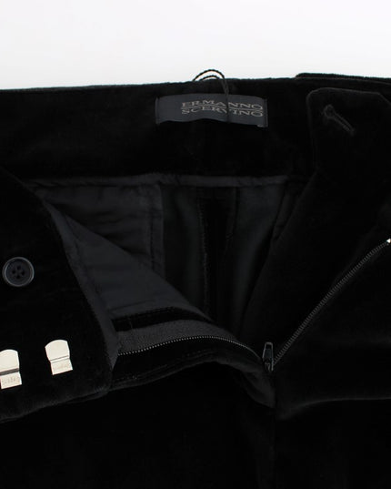 Ermanno Scervino Black Velvet Cotton Straight Legs Pants