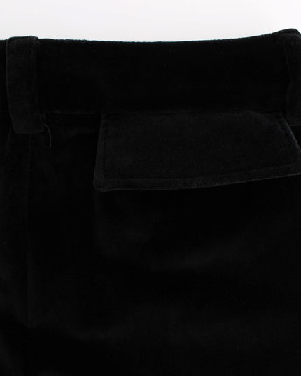 Ermanno Scervino Black Velvet Cotton Straight Legs Pants