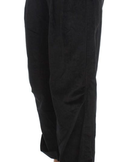 Ermanno Scervino Black Velvet Cotton Capri Bootcut Pants