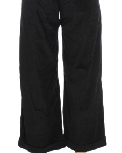 Ermanno Scervino Black Velvet Cotton Capri Bootcut Pants