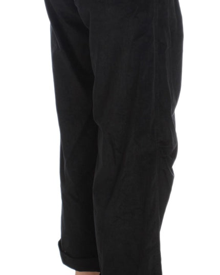 Ermanno Scervino Black Velvet Cotton Capri Bootcut Pants