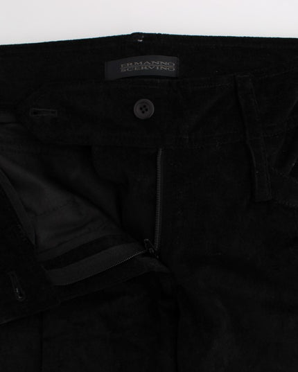 Ermanno Scervino Black Velvet Cotton Capri Bootcut Pants