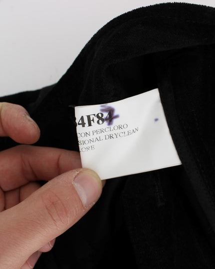 Ermanno Scervino Black Velvet Cotton Capri Bootcut Pants