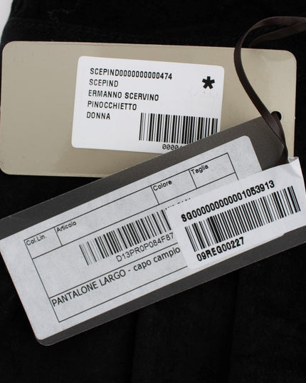 Ermanno Scervino Black Velvet Cotton Capri Bootcut Pants