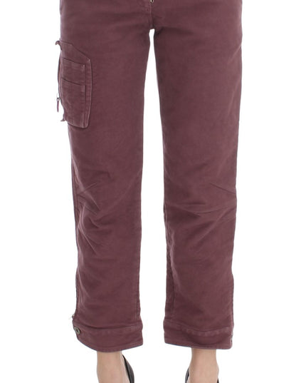 Ermanno Scervino Bordeaux Cotton Cropped Cargo Pants