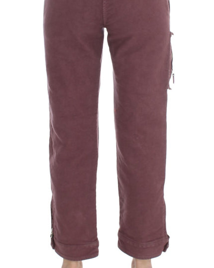 Ermanno Scervino Bordeaux Cotton Cropped Cargo Pants