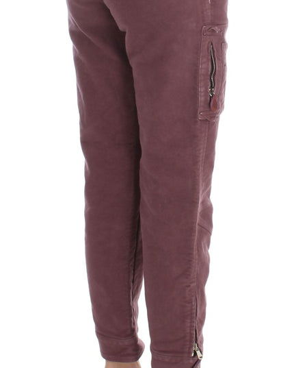 Ermanno Scervino Bordeaux Cotton Cropped Cargo Pants