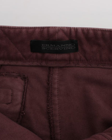 Ermanno Scervino Bordeaux Cotton Cropped Cargo Pants