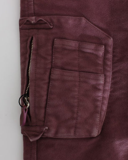 Ermanno Scervino Bordeaux Cotton Cropped Cargo Pants