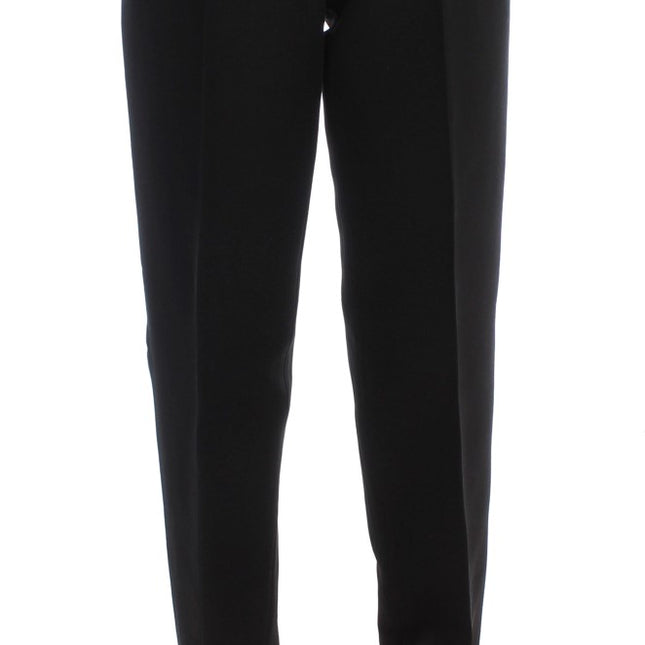 Ermanno Scervino Black Striped Cotton Blend Wide Legs Pants