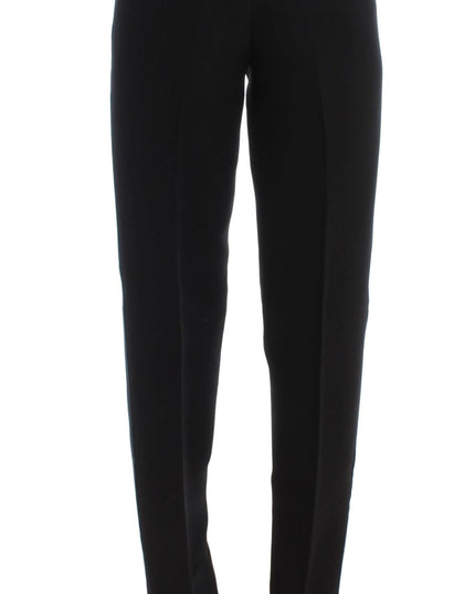 Ermanno Scervino Black Striped Cotton Blend Wide Legs Pants