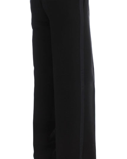 Ermanno Scervino Black Striped Cotton Blend Wide Legs Pants