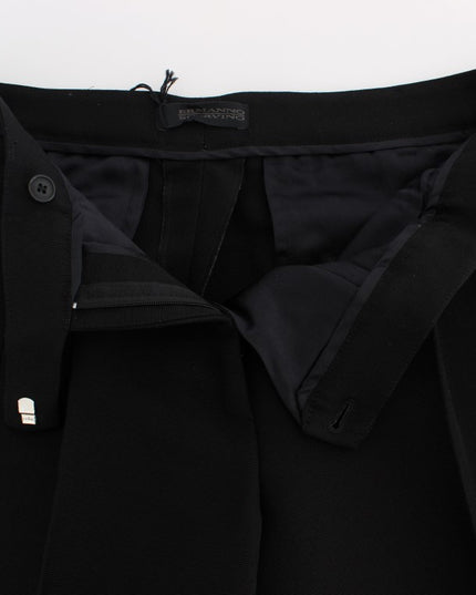 Ermanno Scervino Black Striped Cotton Blend Wide Legs Pants