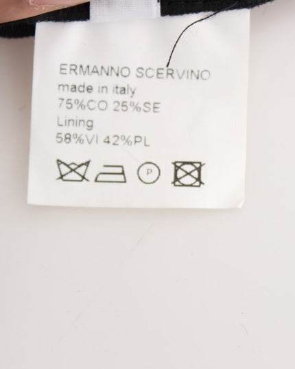 Ermanno Scervino Black Striped Cotton Blend Wide Legs Pants