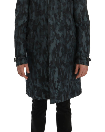 Dolce & Gabbana Blue Camouflage Trench Trench