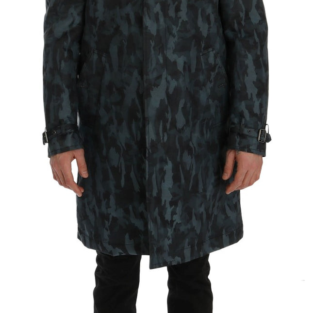 Dolce & Gabbana Blue Camouflage Trench Trench