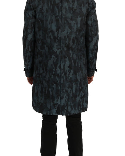 Dolce & Gabbana Blue Camouflage Trench Trench