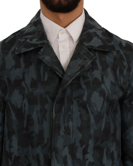 Dolce & Gabbana Blue Camouflage Trench Trench