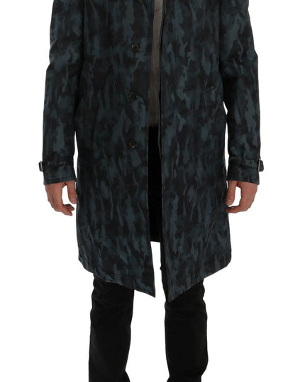 Dolce & Gabbana Blue Camouflage Trench Trench