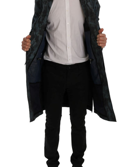 Dolce & Gabbana Blue Camouflage Trench Trench