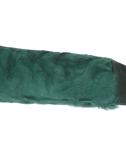 Dolce & Gabbana Green Leather Xiangao Fur Elbow Gloves