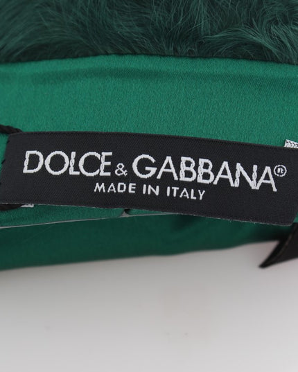 Dolce & Gabbana Green Leather Xiangao Fur Elbow Gloves