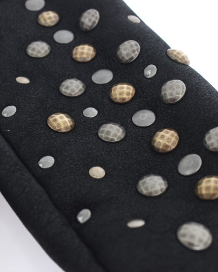 Dolce & Gabbana Gray Wool Shearling Studded Gloves