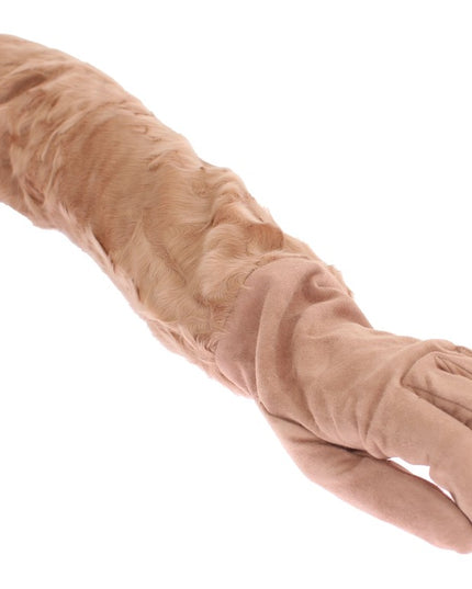 Dolce & Gabbana Beige Suede Xiangao Fur Elbow Gloves