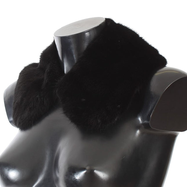 Dolce & Gabbana Black Mink Fur Shoulder Collar Scarf