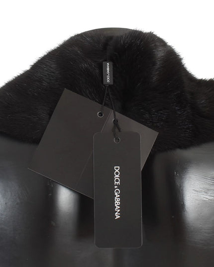 Dolce & Gabbana Black Mink Fur Shoulder Collar Scarf