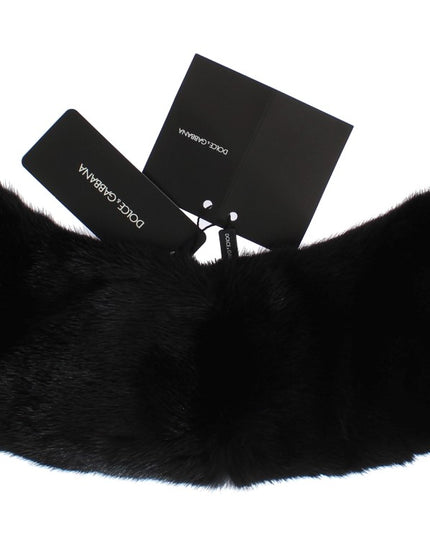 Dolce & Gabbana Black Mink Fur Shoulder Collar Scarf