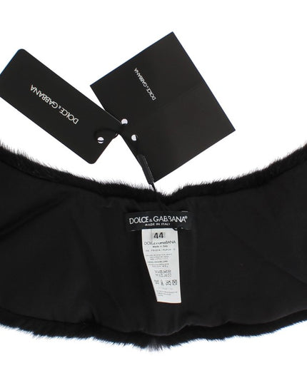 Dolce & Gabbana Black Mink Fur Shoulder Collar Scarf