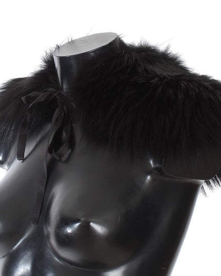 Dolce & Gabbana Black Fox Fur Collar Scarf