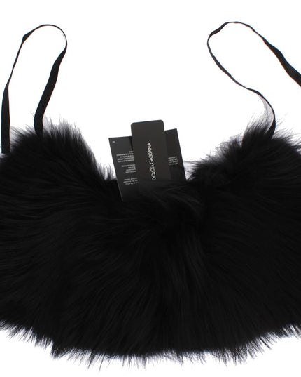 Dolce & Gabbana Black Fox Fur Collar Scarf
